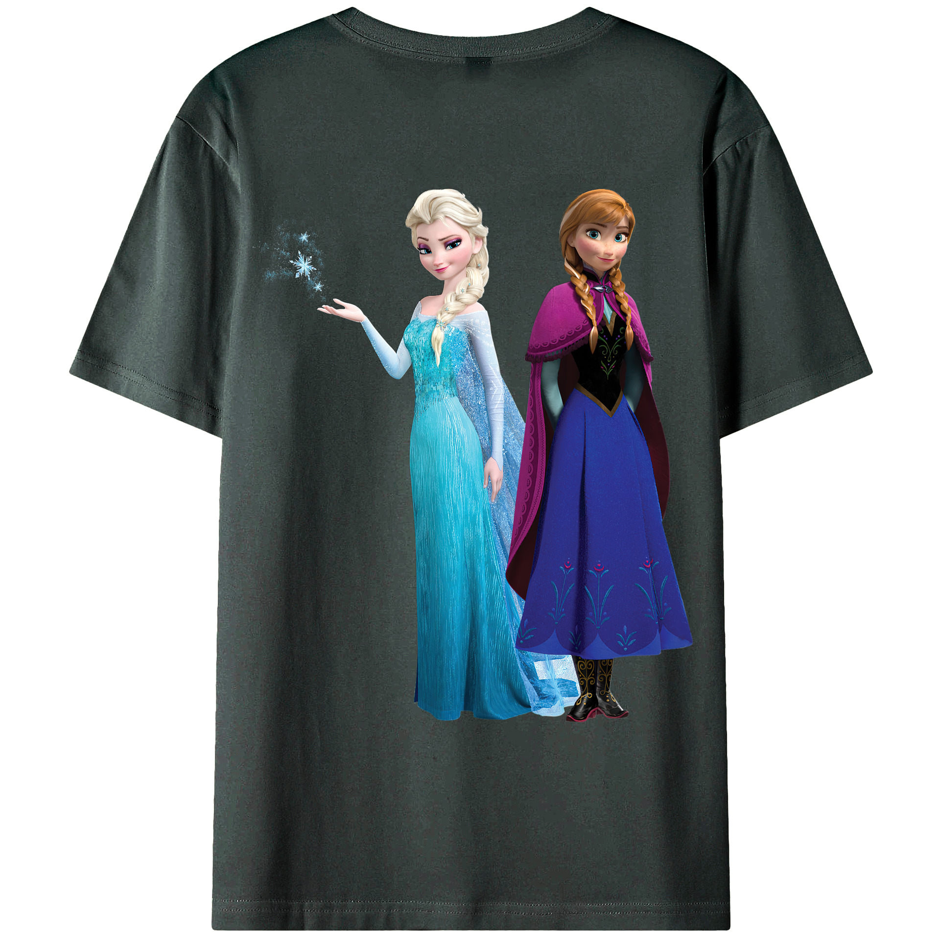 （画像用） アナと雪の女王 アンナ エルサ Frozen Anna Elsa 綿100％ メンズ半袖Tシャツ（バックプリント） 通気性